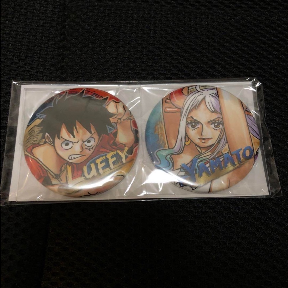 Anime Character Button Set badge Yamato Luffy rare find lot of two new in pack!